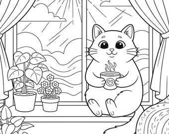 Libro para colorear de animales kawaii acogedores • Diseños Hygge relajantes (Descarga digital)