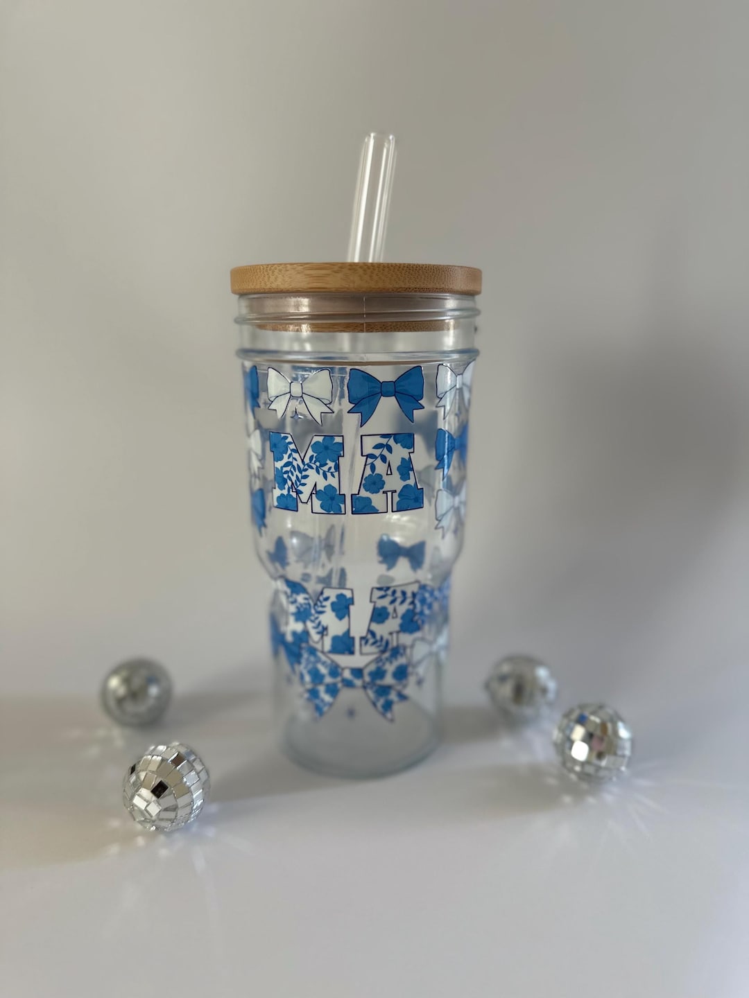 Mama Iced Coffee Glass Cup - Bamboo Lid & Reusable Straw - Etsy