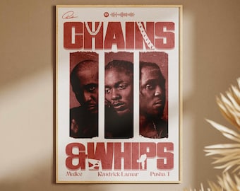 Clipse, Kendrick Lamar - Póster/Arte de pared de música premium "Chains & Whips"