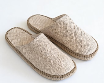 Hausschuhe aus Hanf im Zen-Stil, handgewebt, Unisex, geräuscharm, atmungsaktive minimalistische Hausschuhe