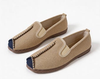 Men's Linen Shoes / Slip On Shoes / Casual Loafers / Summer Shoes / Fisherman Shoes / Handmade Shoes