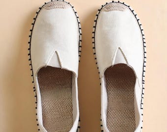 Handcrafted Zen Minimalist Linen Slip-Ons, Thoughtful Gift for Dad, Non-Slip Flat Shoes