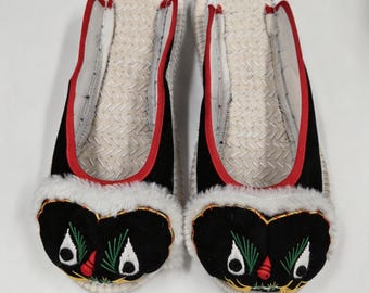 Cute Tiger Face Slippers, Ethnic Woven Sole Flats, Soft Velvet Open-Back Loafers, Handmade Chinese Folk Art Shoes