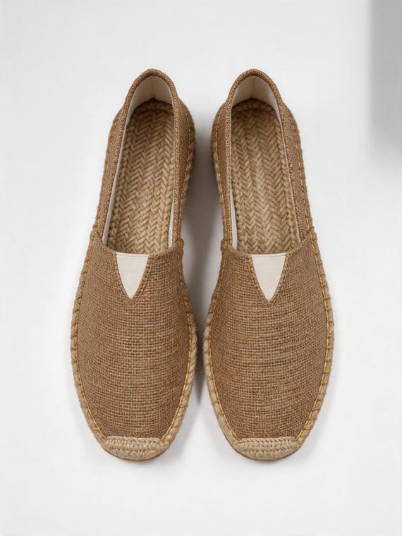 Unisex Handmade Linen Espadrilles, Breathable Woven Slip-On Flats, Casual Summer Vacation Shoes