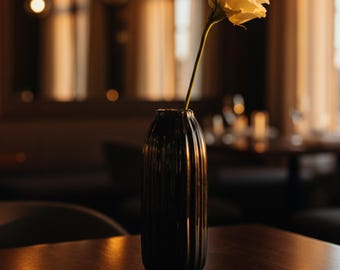 Black Boho Ceramic Vase, Modern Flower Vase, Black Decorative Vase for New Home Gift, Minimalist Table Decoration, Gift for Plant Lover Mom