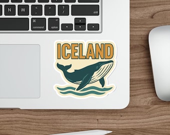 Vintage whale travel sticker, nautical decal for luggage, journals, laptops, and adventure scrapbooks