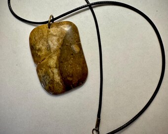 Texas Golden Jasper pendant necklace, nature found, home finished, artisan piece