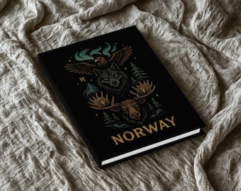 Norway Ruled Notebook: Nordic Wolf, Moose & Eagle Design