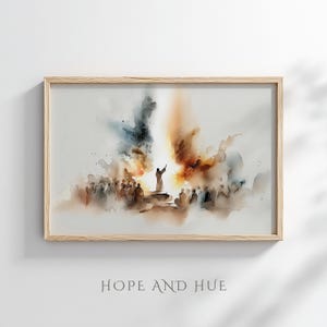 Fire From Heaven — Elijah at Mount Carmel, Christian wall decor, Digital download, Faith decor, Scripture inspired art