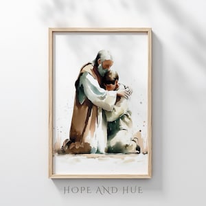 De verloren zoon | Aquarel christelijke muurkunst | Jesus Christian Wall Art, digitale download, Moving Moment print verloren zoon