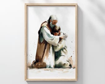 The Prodigal Son | Watercolor Christian Wall Art | Jesus Christian Wall Art, Digital Download, Moving Moment Prodigal Son Print