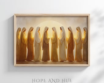 The Ten Virgins – Lamps of Readiness, Watercolor Painting, Digital Download, Be Ready – The Parable of the Ten Virgins, Keep Watch,