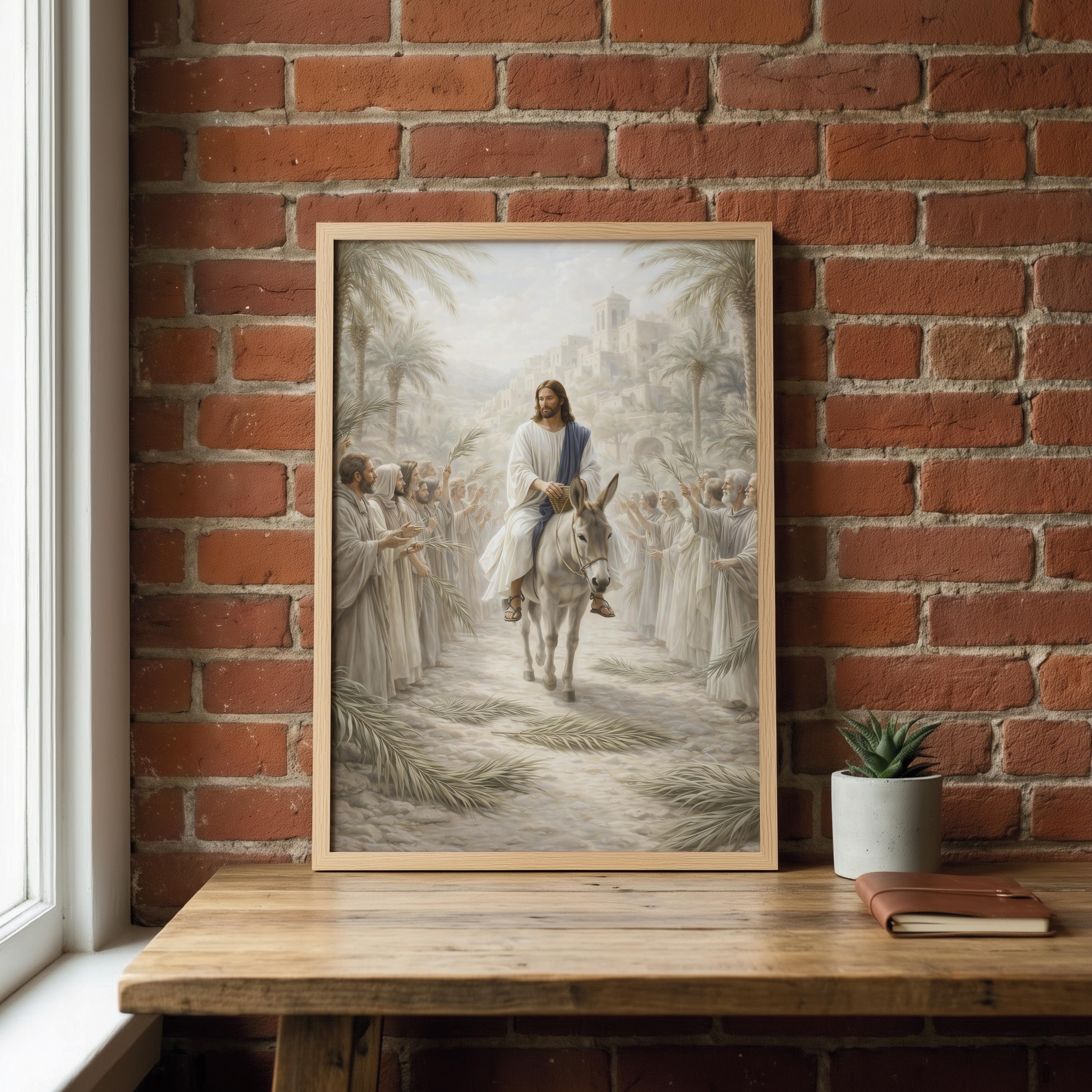 Jesus Triumphal Entry Wall Art | Palm Sunday Watercolor Print, Christ ...