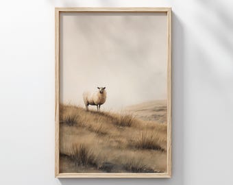 The One Sheep – He Leaves the Ninety-Nine Christian Watercolor, Digital download, Christian wall decor, Scripture inspired art