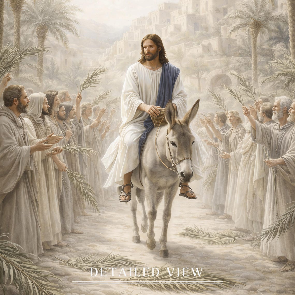 Jesus Triumphal Entry Wall Art | Palm Sunday Watercolor Print, Christ ...
