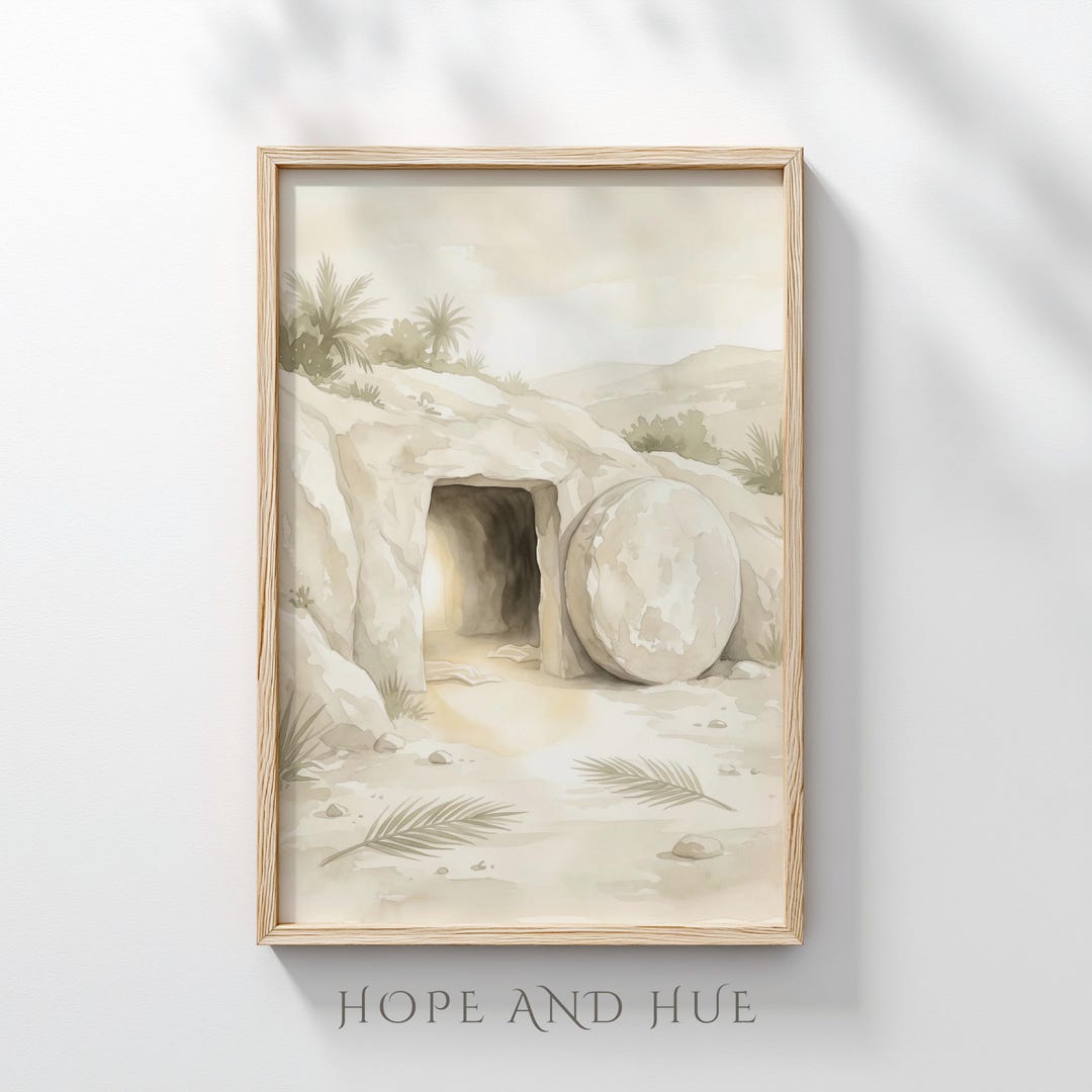 Empty Tomb Wall Art | He is Risen Christian Print, Resurrection Artwork ...