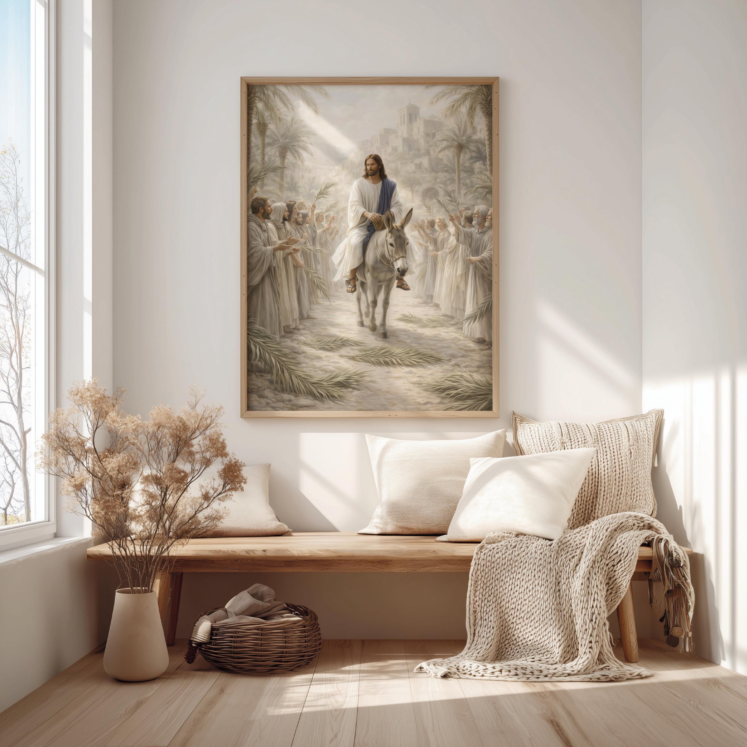 Jesus Triumphal Entry Wall Art | Palm Sunday Watercolor Print, Christ ...