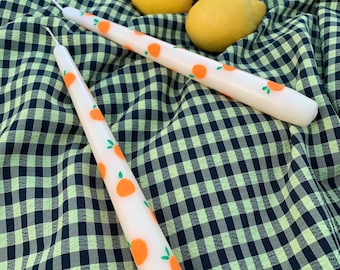 Handgeschilderde taps toelopende fruitkaars – zomertafeldecor