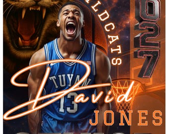 Modelo de Destaque para Jogadores Veteranos de Basquete de 2027: Design Personalizável no Canva (Download Digital)