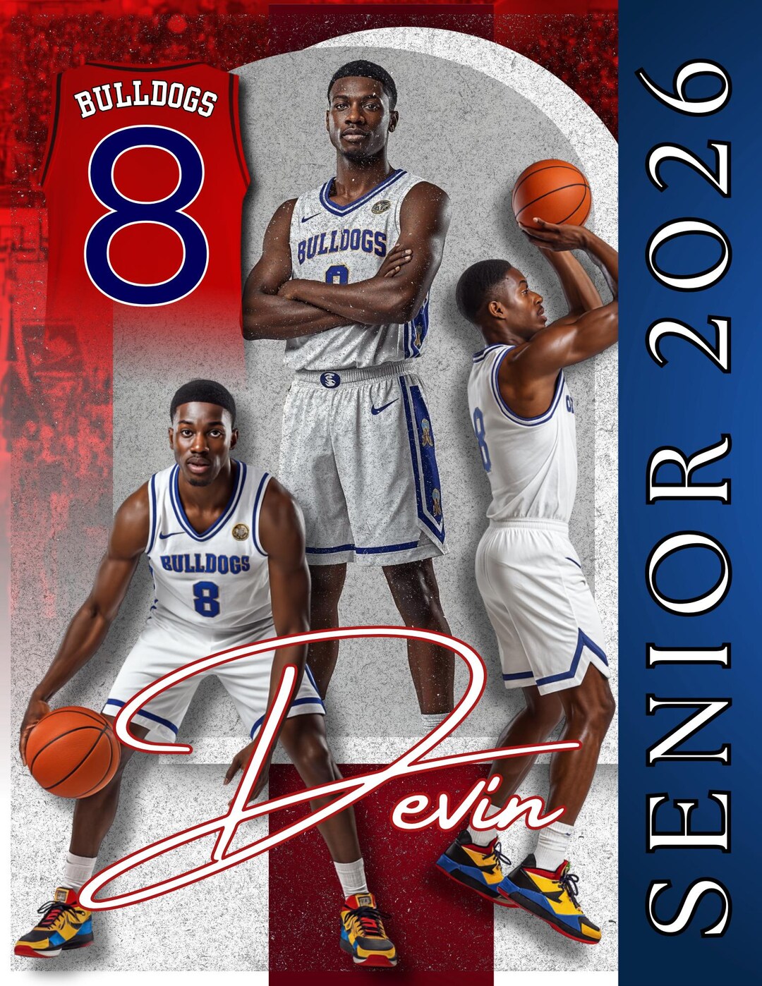 Basketball Senior Spotlight Template Editable Canva Design (digital