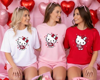 T-shirt chat Saint Valentin, T-shirt couleurs confort Kitty Lover