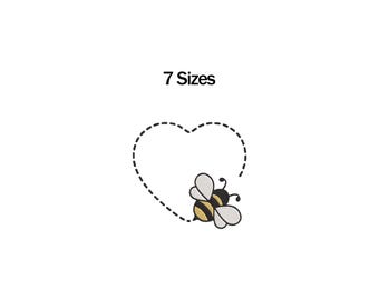 Bee Monogram Embroidery Design, Bee Dotted Heart Embroidery Design, Heart Monogram Embroidery Design, Dotted Monogram, Bee Heart Embroidery