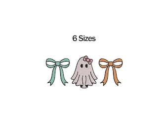 Coquette Ghost Embroidery Design, Ghost with Bows Embroidery Design, Halloween Embroidery Design, Coquette Bow Embroidery, Ghost Embroidery