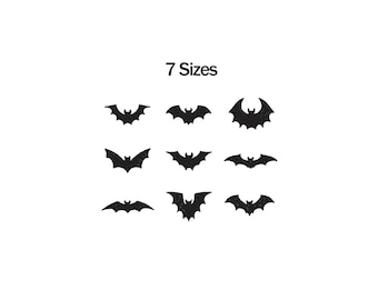 Mini disegno da ricamo di pipistrelli, disegno da ricamo di un pacchetto di pipistrelli, ricamo di pipistrelli, ricamo spettrale, stagione spettrale, disegni di Halloween, mini disegni