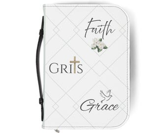 Faith-Inspired Bible Cover with Quotes, Christian Gift, Scripture Holder, Religious Journal Organizer, Church Accessory