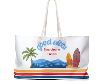 Good Vibe Weekender Bag | Beach Tote, Travel Bag, Vacation Essentials, Summer Getaway, Stylish Carry-All