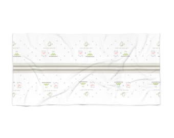 Margaritas & Southern Sunsets Beach Towel: Soft Cotton-Loop, Quick-Dry Polyester