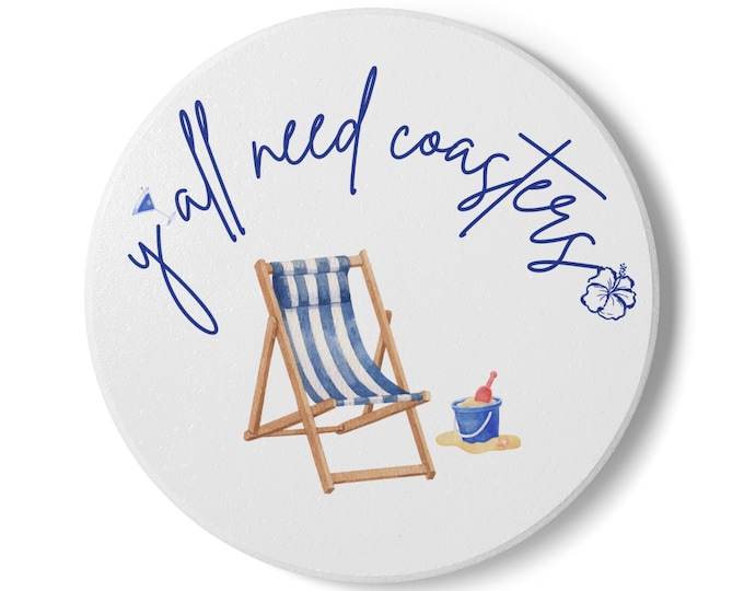 Summer Vibes Ceramic Coaster Set: Coastal Drinkware Accessory