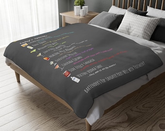 Chemo Cocktails Blanket | Chemo Lounge Menu Throw | Funny Cancer Support Gift