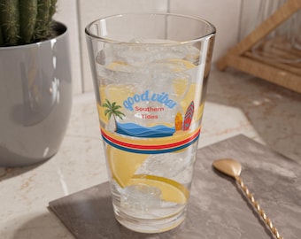 Beach Vibes Mixing Glass: Tropical Summer Cocktail Drinkware