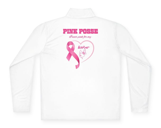 I Wear Pink for Sister, Stylish Breast Cancer Awareness Pullover, Unisex Quarter-Zip, Perfect Gift for Supporters, Cozy Apparel for Events