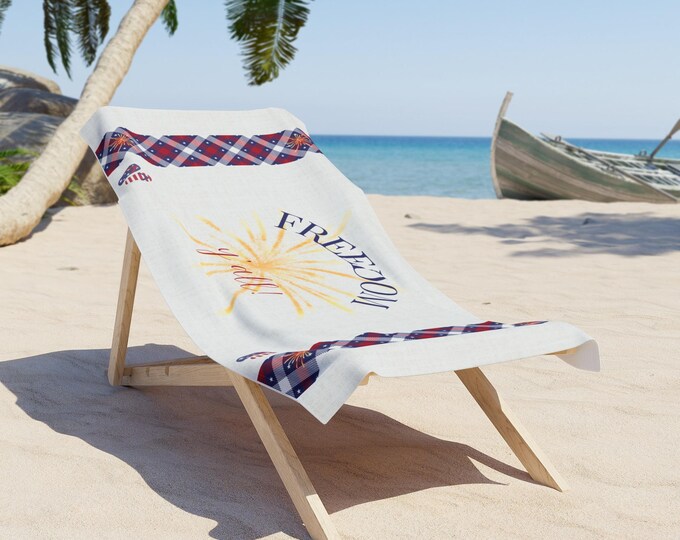 Freedom Y'all Beach Towel: Patriotic Summer Fun, Soft Cotton Backing
