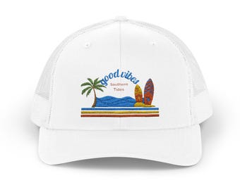Embroidered Snapback Trucker Cap - Good Vibes Only - Summer Beach Hat, Outdoor Accessory, Vacation Essential, Gift Idea, Trendy Style