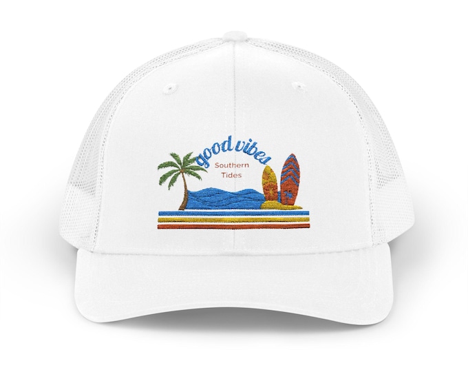 Embroidered Snapback Trucker Cap - Good Vibes Only - Summer Beach Hat, Outdoor Accessory, Vacation Essential, Gift Idea, Trendy Style