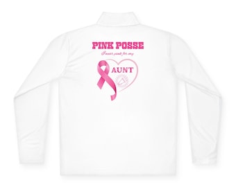 I Wear Pink for Aunt, Stylish Breast Cancer Awareness Pullover, Unisex Quarter-Zip, Perfect Gift for Supporters, Cozy Apparel for Events