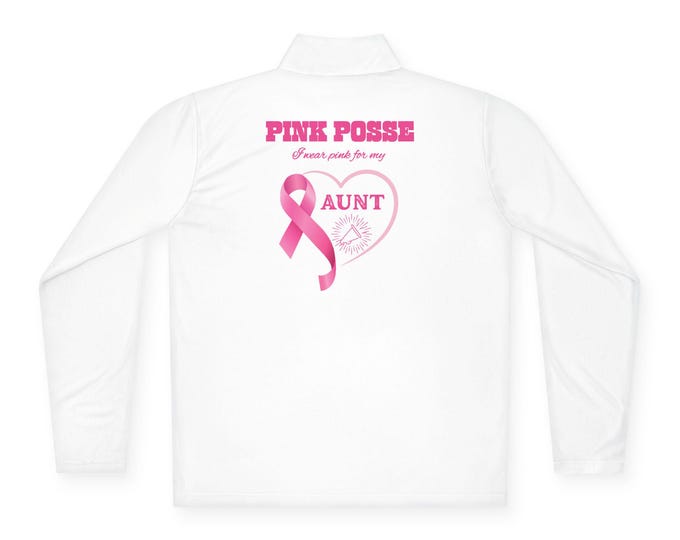 I Wear Pink for Aunt, Stylish Breast Cancer Awareness Pullover, Unisex Quarter-Zip, Perfect Gift for Supporters, Cozy Apparel for Events