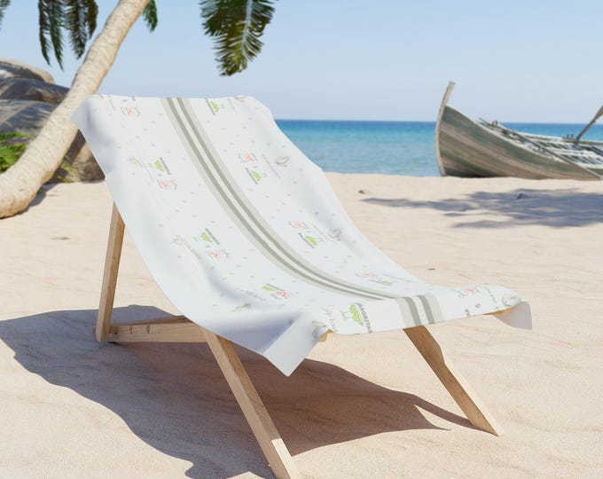 Margaritas & Southern Sunsets Beach Towel: Soft Cotton-Loop, Quick-Dry Polyester