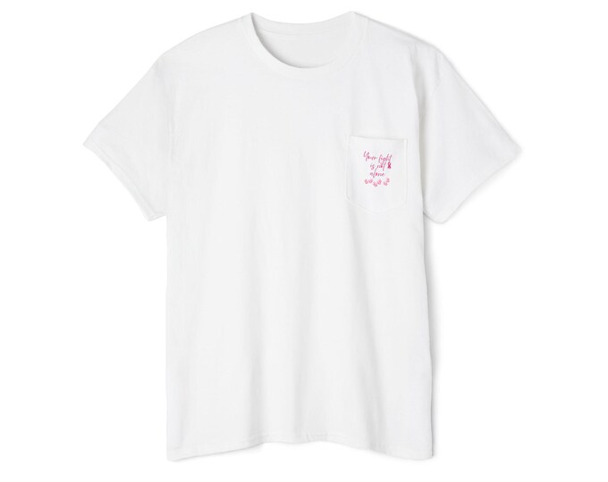 Pink Posse For My Bestie Unisex Cotton Pocket Tee, Breast Cancer Awareness Shirt, Supportive T-Shirt, Gift for Her, Everyday Comfort Tee