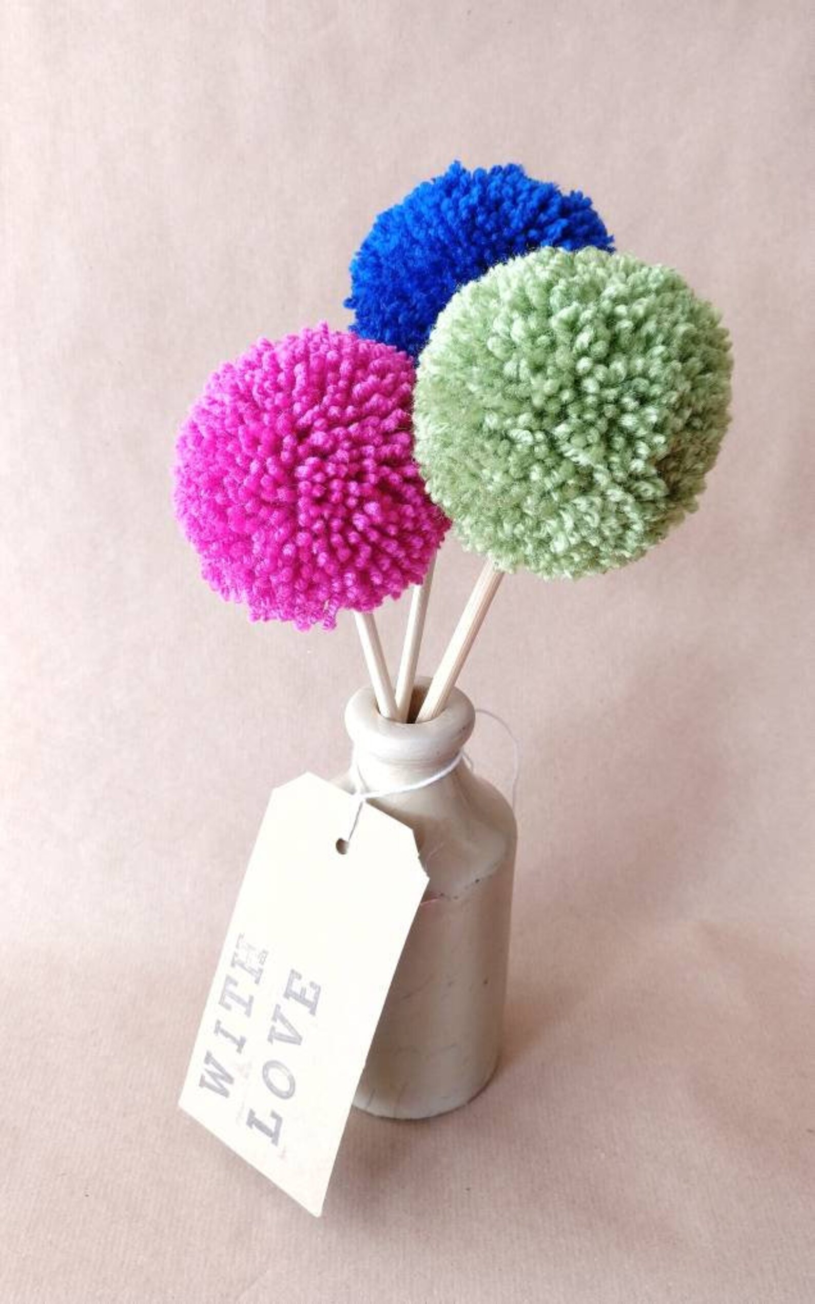 Pom Pom Flowers Wool Pom Poms Pick Your Own Flowers Choose Etsy