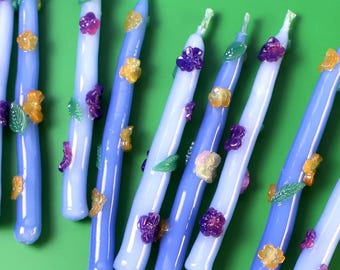 Tropical Flowers Birthday Candles (Set of 5) - Hibiscus Candlestick Cake Topper