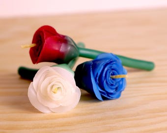 Color Roses Birthday Candle (set of 3) Colorful Flower Cake Topper Candles