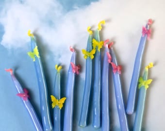 Butterfly Birthday Candles (Set of 5) - Summer Candlestick Cake Topper