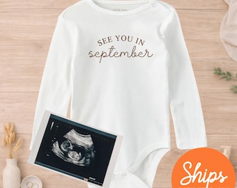 Custom Pregnancy Announcement Bodysuit, Custom See You Baby Outfit, Custom Due Date Reveal, Baby Gift