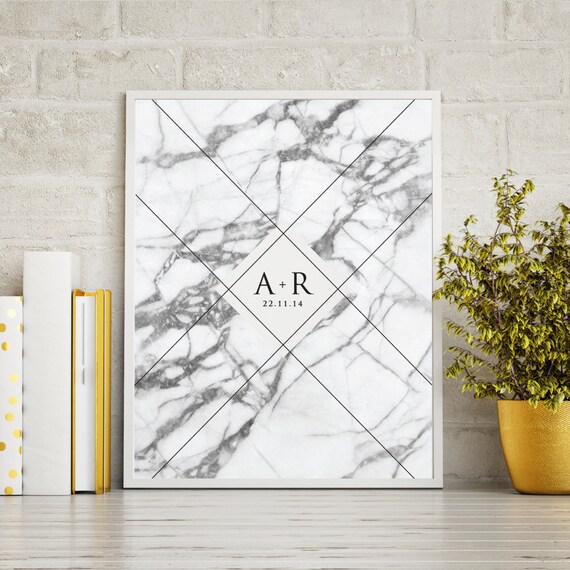 PRINTABLE Valentines Day Gift. Marble Initial Keepsake Print Il_570xn