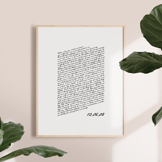 Valentines Day Gift. Wedding Vows Keepsake Print for Newlyweds & Anniversaries - Script Il_570xn