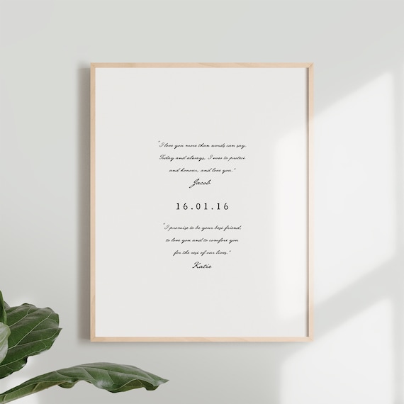 PRINTABLE Valentines Day Gift. Wedding Vows Keepsake Print for Newlyweds & Anniversaries - Love Sayings Il_570xn